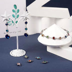 Pandahall 34Pcs Rhinestone Connector Charms Birthstone Charms Stainless Steel Links Connectors Flat Round Linking Charms Glass Gemstone Crystal Pendant for Christmas Bracelet Earring Jewelry Making