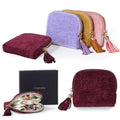 Travel Jewelry Case, Small Velvet Jewelry Bag with Zipper, 5-Layer Anti-Scratch Pouch for Bracelets Necklaces Earrings, Tangle-Free Jewelry Storage, Gift for Her Chenille Velvet Red Purple - color: Red Purple