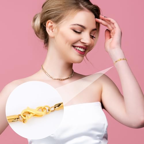 Pndeyo S925 Double Opening Lobster Claw Clasp, Hypoallergenic Enhancer Shortener with 2 Rings, Spring Rings Clasp Connector Carabiner for Bracelet Necklace Jewelry Making- Gold - color: Gold-1pc-0.59"×0.31"-with rings