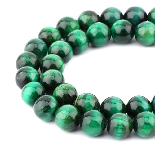 Bymitel 90 pcs Round Loose Stone Beads Gemstone Spacers for Charm DIY Jewelry Making 15.5" per Strand 4mm (Green Tiger's Eye, 4mm) - color: Green Tiger's Eye, size: 4mm
