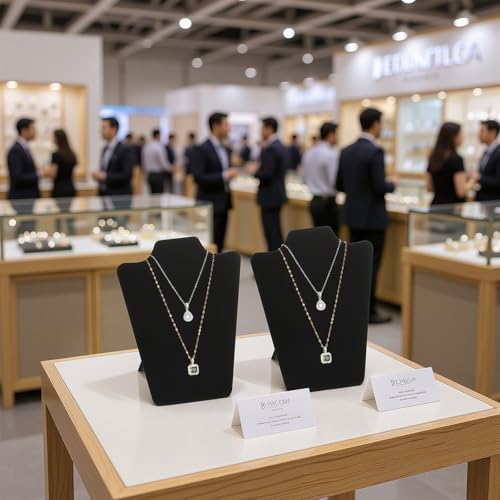 KUKUVR 2Pcs Black Velvet Necklace Bust Display Stand, Jewelry Pendants Chain Holder Stand, Necklace Display Board for Retail Vendor Booth & Selling (Small 8.8 * 6.7inch) - size: Small 8.8*6.7inch