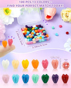 FIVEIZERO 100PCS Resin Flower Beads, 13 Colors Hawaiian Crown Floral Bead Charms for Bracelets, Necklaces & DIY Jewelry Making Crafts - color: Resin Flower Bud