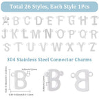 SUNNYCLUE 1 Box 26Pcs 304 Stainless Steel Alphabet Charms Letter Connector Charms A-Z Initial Double Loops Metal Connectors for Jewelry Making Supplies DIY Craft Necklace Bracelet Name Keychain Women - color: Silver