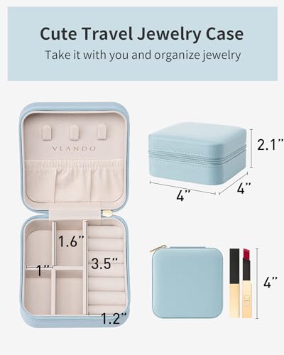 VLANDO Teacher Appreciation Gifts - Travel Jewelry Case - Travel Essentials for Women - Small Jewelry Travel Organizer Case for Girls Women - Blue - color: C.Blue