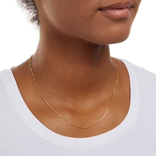 Amazon Essentials Sterling Yellow Gold or Silver Thin 0.8mm Box Chain Necklace - color: Yellow Gold, size: 18"