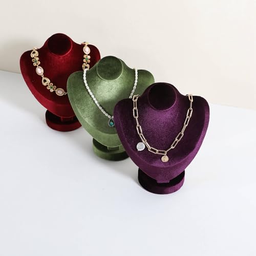Velvet Necklace display stand for Selling, Jewelry Bust Mannequin for Show, Small Necklace Holder Stand【Purple】 - color: Purple