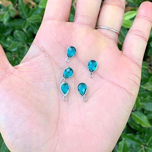 Adabele Grade A Birthstone Pendant Drop 11mm 14mm 16mm Sterling Silver Plated For Personalized Earrings Bracelet Necklace Anklet Pendant Keychain Craft Jewelry Making - color: December (blue), size: 11mm Long - 30pcs