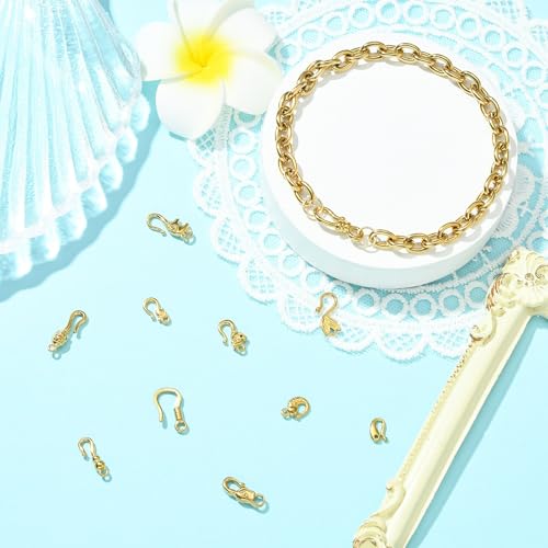 Gelirda 11Pcs Mixed Styles S Hook Ring Toggle Clasps Stainless Steel End Clasps Connectors for Jewelry Making Bracelet Necklace