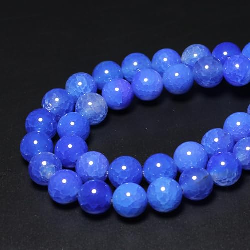 MJDCB Natural Stone Beads 8mm 43pcs Round Blue Dragon Vein Agate Loose Gemstone Bead Charms for Jewelry Making Bracelet Necklace Earring Pendant - color: Blue Dragon Vein Agate, size: 8mm