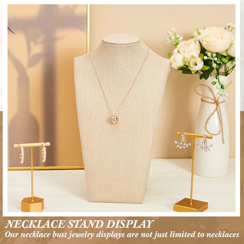 Kigley 6 Pcs Linen Necklace Display Bust Jewelry Holder Necklace Retail Mannequin Display Stand for Jewelry Selling Vendors Shows (11.4 x 6.9 Inch)