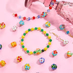 Ornaland 20 Pcs Round Flower Lampwork Glass Beads for Jewelry Making Bulk Bumpy Round Flower Handmade Spacer Beads for Jewelry Making Bracelets Earrings Necklaces DIY Crafts