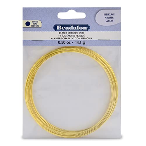 Beadalon Carbon Steel Memory Wire, Round, Necklace, Gold Color, 0.5 oz, Approx. 18 coils - color: Gold Color, size: Necklace, style: Necklace - 0.5 oz, approx 18 coils