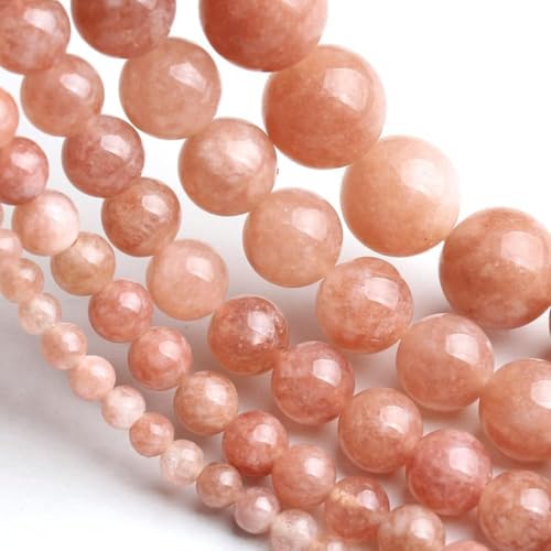 Stone Beads, 60pcs Sunstone, 6mm Round Loose Beads for Jewelry Making, Bracelets, with Bag, String & Card - color: Sunstone, size: 6mm