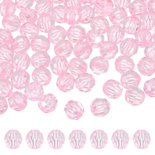 MECCANIXITY 400pcs Czech Faceted Bicone Beads 8mm Glass Spacer Bead Bulk for Jewelry Making & DIY Craft, Pink - color: Pink