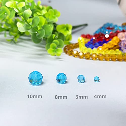 Jmassyang 400 Pieces 4mm Faceted Round Crystal Glass Beads Spacer Beads for Jewelry Making, Bracelets Necklaces Earrings Wind Chimes Suncatchers (Lake Blue) - color: Lake blue, size: 4mm