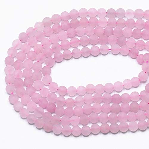 Natural Gemstone Loose Beads Matte Approxi 15.5 inch DIY Bracelet Necklace for Jewelry Making (8mm, Matte Rose Quartz) - color: Matte Rose Quartz, size: 8mm