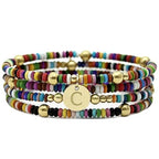 Set of 4 Colorful Bead Initial Bracelets, Personalized Stackable Jewelry, Adjustable Stretchy Charm Bracelets for Women, Beaded Bracelet Set, Trendy Custom Jewelry Gift - style: Colorful Bead - C