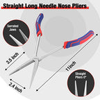 WORKPRO 3PC Long Reach Pliers Set, 11 Inch Extra Long Needle Nose Plier Set Includes Straight, 90° & 45° Bent Nose Plier, Pliers Tool Set for Narrow Spaces