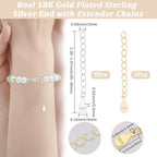 Beebeecraft 1 Box 10Pcs Tail Extender Chain Real 18K Gold Plated Sterling Silver Jewelry Chain Extender Curb Links Necklace Bracelet Extension with Teardrop Tabs S925 Stamp Charm for Jewelry Making - color: Gold, Silver