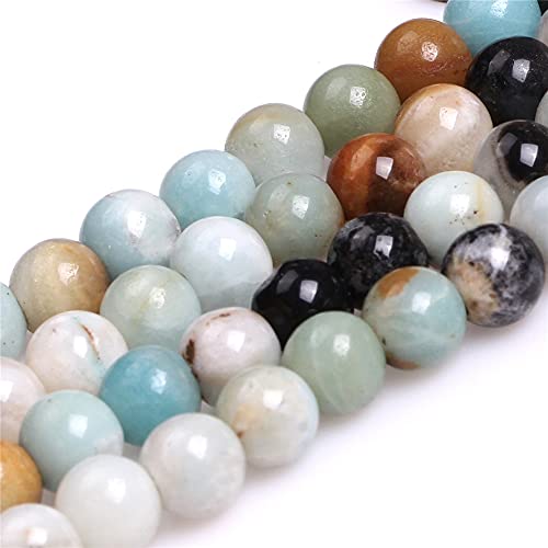 JOE FOREMAN 10mm Mixed Color Amazonite Big Hole Beads for Jewelry Making Natural Gemstone Semi Precious Round 15" - color: Big Hole, size: 10MM