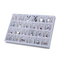24 Grids Stackable Jewelry Tray Organizer with Removable Dividers, Velvet Jewelry Display Tray for Earrings Necklaces Bracelet Rings Display Showcase - Grey - color: Grey