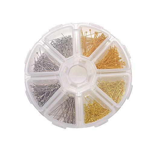 Craftdady 700Pcs Brass Ball Head Pins 16mm 20mm 25mm 30mm Mixed Colors Wire Headpins for Jewelry Making - color: Platinum & Golden