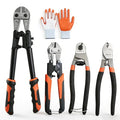 bolt cutters,4 pieces heavy duty bolt cutters pliers set, 14" & 8" Bolt Cutter, 8" Wire Cable Cutter, 8" Wire Rope Cutter, Cr-V Blade for Cutting Locks, Steel Wire, Chains, with golves