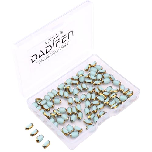 Glass Rice Beads Peacock Green 4x6mm 50pcs Faceted Oval Golden Edge Crystal Loose Beads for DIY Craft Jewelry Making - color: Peacock Green