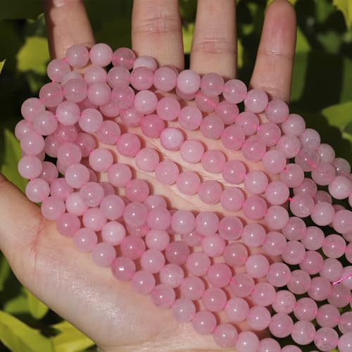 Natural Stone Beads Pink Jade 8mm Polished Round Smooth Gemstone Beads for Jewelry Making Supplies 15 Inch(45Beads) - color: Pink Jade 8mm-45pcs