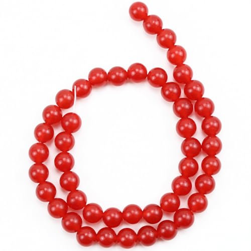 DUQGUHO Red Carnelian Beads 8mm Natural Crystal Red Beads Round Polishing Stone Bead Genuine Gemstone Beads for DIY Jewelry Making 47 Pcs - color: Red#1
