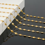 KYUNHOO 13 Feet Solid Square Links Craft Jewelry Bulk Gold Plated Necklace Chain Spool Stainless Steel Jewelry Making Chains with Lobster Clasps and Jump Rings - color: Square Gold
