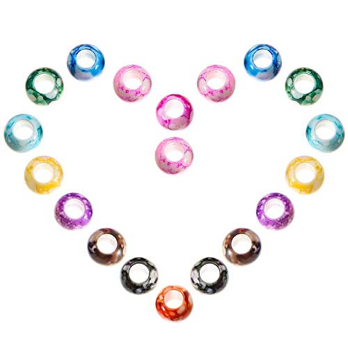 100PCS Colored Acrylic Crystal Beads Round Beads Charms for Jewelry Making Bracelets Large Hole Spacer Beads for Hanging Charms DIY Art Christmas Ornament Birthday Gifts (Multicolored) - color: Multicolored