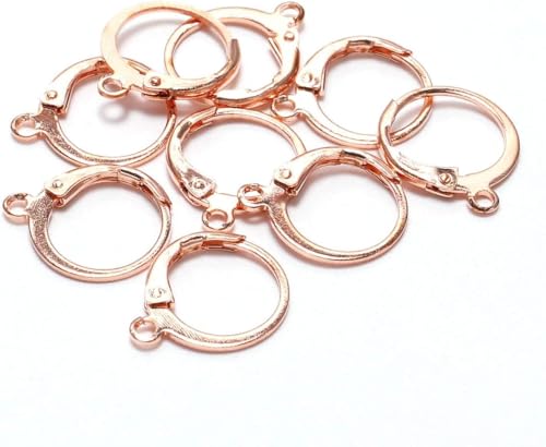 20Pcs Steel French Lever Earring Hooks Wire Settings Base Hoops Earrings with Open Loop for Men Women for DIY Jewelry Making Supplies(14×12mm) (Rose Gold) - color: Rose Gold