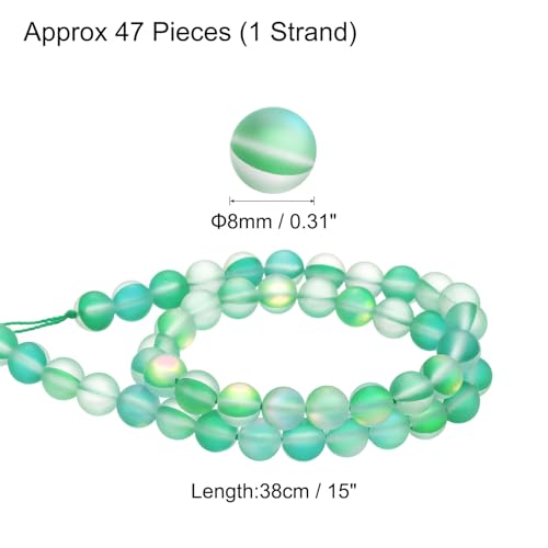 uxcell Matte Crystal Glass Beads 8mm Synthetic Frosted Shining Semi-Precious Round Loose Beads Synthetic Moonstone for Jewelry Making DIY Bracelet, Green - color: Green, size: 8mm