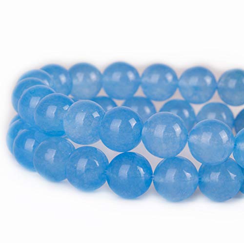 RayLineDo® 48Pcs 8mm Natural Ocean Blue Jade Stone Round Beads Loose Beads Wholesale for Jewelry Making - color: Ocean Blue Jade, size: 8mm