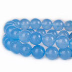RayLineDo® 48Pcs 8mm Natural Ocean Blue Jade Stone Round Beads Loose Beads Wholesale for Jewelry Making - color: Ocean Blue Jade, size: 8mm