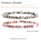 NCB 2.3-Piece 4mm Natural Crystal Gemstone Stretch Bracelets – Handmade Reiki Energy Healing Jewelry for Meditation,Yoga, Unisex - color: 2PCS ( Dalmation Jasper+Red Plum Blossom Stone ), size: 4mm