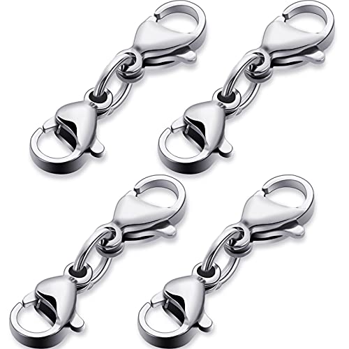 MTLEE Double Lobster Clasp Extender Double Claw Connector Bracelet Extension Clasp Small Bracelet Necklace Shortener for DIY Jewelry Making(0.98 Inch,Silver) - color: Silver, size: 0.98 Inch