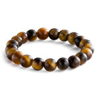 NLIEO Natural Gemstone Stretch Beaded Rings for Women Stackable Dainty Elastic Crystal Rings Jewelry - style: Tigers Eye