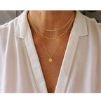Aisansty Dainty Layered Choker Necklaces Handmade Coin Tube Star Pearl Pendant Multilayer Adjustable Layering Chain Gold Plated Necklaces Set for Women - color: Gold, style: Gold Bar Chain&Coin