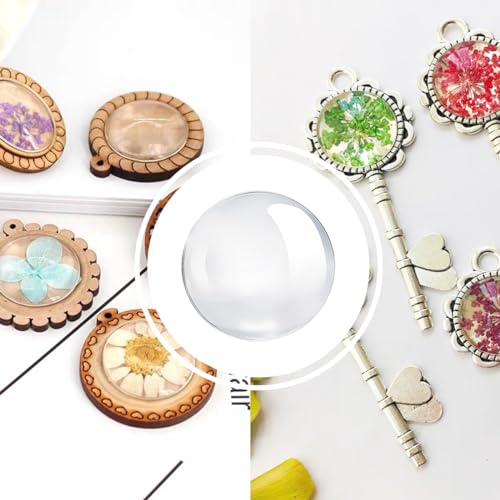 Clear Glass Cabochon 2Inch Round Dome Cabochons 25PCS Transparent Glass Cabochons with Flat Backs Glass Dome for DIY Crafts Photo Pendant Jewelry Making(50MM,25PCS) - size: 50MM,25PCS