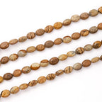 6×8mm Natural Brown Picture Gemstone Loose Beads Flat Oval Healing Crystal Loose Stone Beads for Jewelry Necklace Bracelet Earring Craft - color: Brown Picture