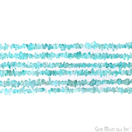GM GemMartUSA Apatite Natural Raw Chip Beads Strands | Semi-Precious | AAA+ Quality 1 Strand 34” | DIY Bracelet Jewelry Making, Healing Crystal Craft| 4-6mm - Blue-Color Gemstones (CHAP-70001) - color: Apatite (CHAP-70001)