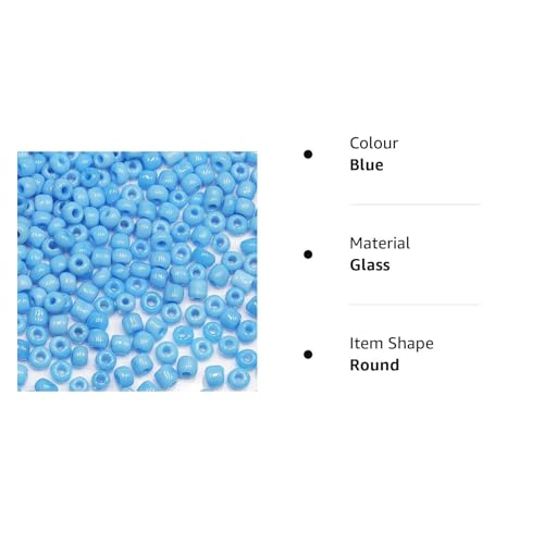 Blue Beads Size 6/0 Crafts Glass Seed Beads 4mm for Jewelry Making (Total About 100g About 1200pcs) - color: Blue