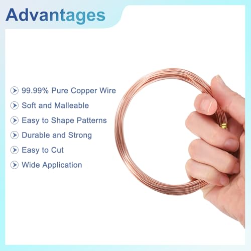 uxcell Pure Copper Wire 99.99% 18 Gauge 1mm Soft Craft Tarnish Resistant | 10m/33 ft Jewelry Wire for Jewelry Making Beading DIY Crafts Supplies,Copper - size: 18 Gauge 1mm