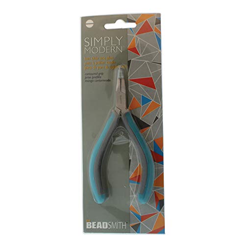 The Beadsmith Simply Modern Bent Chain Nose Pliers, 4.5 inches (114mm) with polished steel head, PVC grip handles and double-leaf springs, tool for jewelry making
