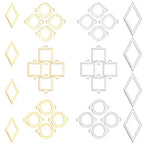 SUNNYCLUE 1 Box 32Pcs Stainless Steel Connectors Charms Golden Silver Hollow Flat Round Open Bezel Square 33.5x18mm Rhombus Ring Geometric Links Charm Double Loops for Jewelry Crafts Making Supplies