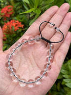 GAF TREASURES Grade A ++ Gemstone Round Bead Adjustable Bracelet 10mm, Genuine Crystal Bead Bracelet, Gift for Men & Women - color: Clear Quartz