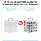 PUGED DND Dice Storage Box with Removable Dividers Polyhedral Dice Plastic Organizer Holding Up To 1800 Dices Craft Bead Compartment Container for Sewing, Jewelry, Art, DIY (6 layers) - size: 6 layers