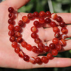 Natural Stone Beads 8mm Polished Round Smooth Gemstone Beads for Jewelry Making Supplies 15 Inch(45 Beads) (Red Stripes) - color: Red stripes-45pcs